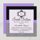Elegant Lila & Black Chic Sweet 16 Einladung (Vorne/Hinten)