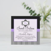 Elegant Lila & Black Chic Sweet 16 Einladung (Stehend Vorderseite)