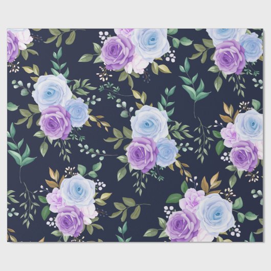 Elegant lila, blau und blumenreich geschenkpapier (Flach)