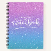 Elegant Lila Blue Glitzer Ombre Sketchbook Notizblock (Vorderseite)