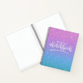 Elegant Lila Blue Glitzer Ombre Sketchbook Notizblock (Innenseite)