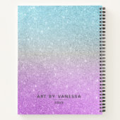 Elegant Lila Blue Glitzer Ombre Sketchbook Notizblock (Rückseite)