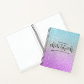 Elegant Lila Blue Glitzer Ombre Sketchbook Notizblock (Innenseite)