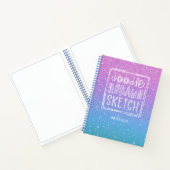 .Elegant Lila Blue Ombre Glitzer Sketchbook Hinwei Notizblock (Innenseite)