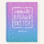 .Elegant Lila Blue Ombre Glitzer Sketchbook Hinwei Notizblock (Vorderseite)