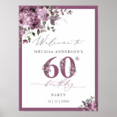 Elegant lila Blumen zum 60. Geburtstag Willkommen Poster (Vorne)