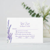 Elegant Lila Boho Lavender Blume Wedding RSVP (Stehend Vorderseite)
