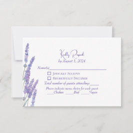 Elegant Lila Boho Lavender Blume Wedding RSVP Karte