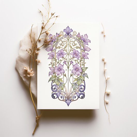 Elegant Lila Bougainvillea Wedding Lilac Einladung