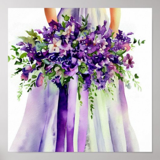Elegant Lila, Bridal Cascading Bouquet 1, Poster (Vorne)