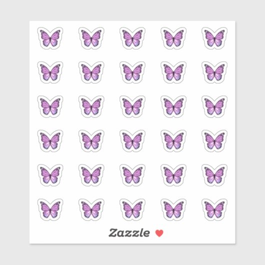 Elegant Lila Butterfly Kisses Monogram Candy Aufkleber (Blatt)