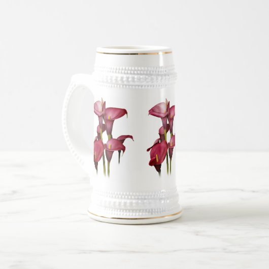 Elegant Lila Calla Lilies Bierglas (Vorderseite Links)