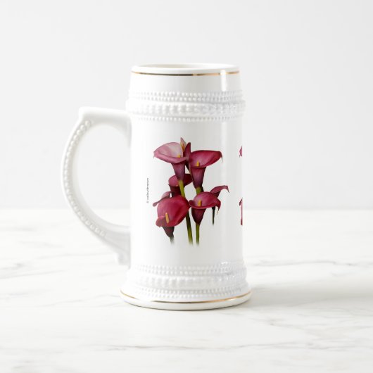 Elegant Lila Calla Lilies Bierglas (Links)