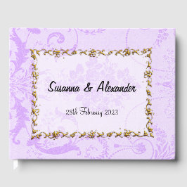Elegant Lila Damask Boho Wedding Gästebuch