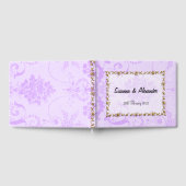 Elegant Lila Damask Boho Wedding Gästebuch (Voll)