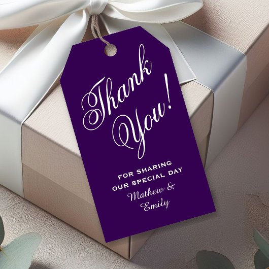 Elegant Lila Dankeschön Gastgeschenk Hochzeit Geschenkanhänger