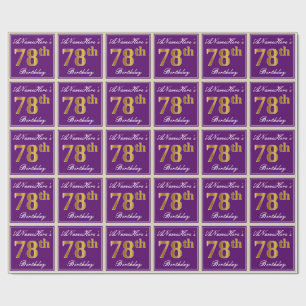 Elegant, Lila, Falsches Gold 78. Geburtstag + Name Geschenkpapier