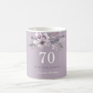 Elegant Lila Floral 70. Geburtstagsparty Geschenk Kaffeetasse