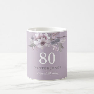 Elegant Lila Floral 80. Geburtstagsparty Geschenk Kaffeetasse