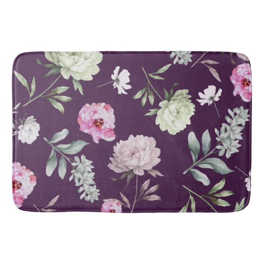 Elegant Lila floral Badematte (Vorderseite)