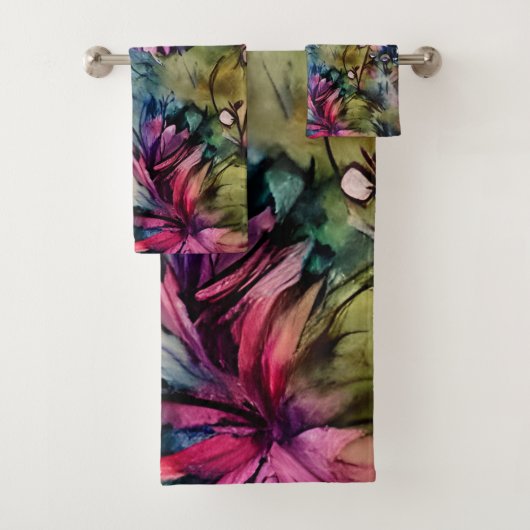 Elegant Lila floral Badhandtuch Set (Insitu)