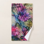 Elegant Lila floral Badhandtuch Set (Handtuch)