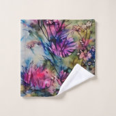 Elegant Lila floral Badhandtuch Set (Waschlappen)