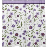 Elegant Lila floral Botanisch Duschvorhang (Vorderseite)