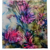 Elegant Lila floral Duschvorhang (Vorderseite)