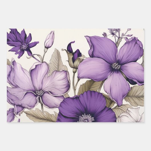 Elegant Lila floral Geschenkpapier Set (Vorderseite 3)