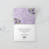 Elegant Lila floral | Lace Birthday Party Dankeskarte (Innenseite)