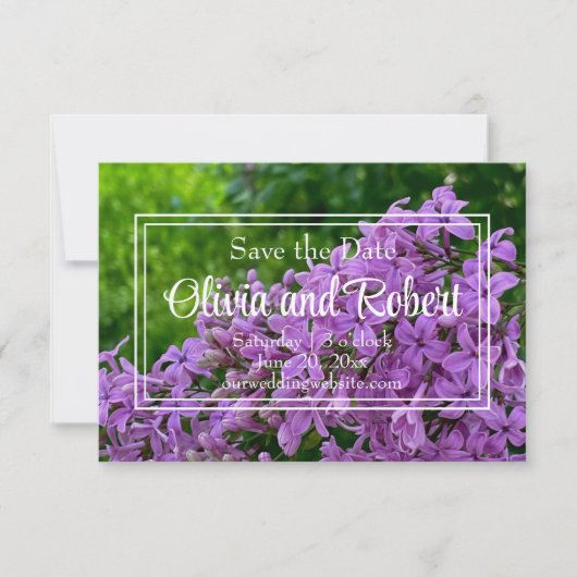 Elegant lila floral Lilac Save the Date (Vorderseite)