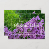 Elegant lila floral Lilac Save the Date (Vorne/Hinten)