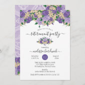 Elegant Lila floral | Party für Spitzenruhestand Einladung (Vorne/Hinten)