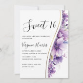 Elegant Lila Foliage 16 . Geburtstag 16 Geburtstag Einladung (Vorderseite)