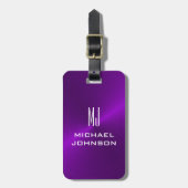 Elegant Lila gebürstet Metallic Mit Monogramm Gepäckanhänger (Vorderseite vertikal)