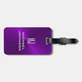 Elegant Lila gebürstet Metallic Mit Monogramm Gepäckanhänger (Rückseite horizontal)