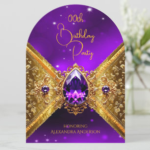Elegant Lila Geburtstag Gold Golden Juwel funkeln Einladung
