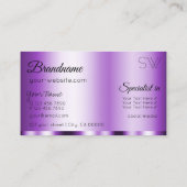 Elegant Lila glamourös mit Monogram stilvoll Visitenkarte (Rückseite)