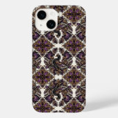 Elegant Lila Gold Batik Raven iPhone Case (Rückseite)