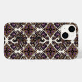 Elegant Lila Gold Batik Raven iPhone Case (Rückseite (Horizontal))