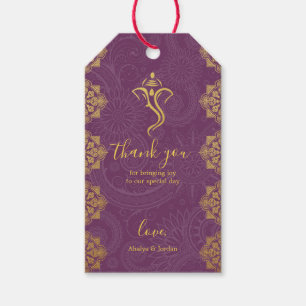 Elegant Lila & Gold Ganesha Mehndi Hindu Wedding Geschenkanhänger