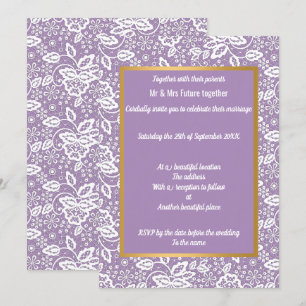 ELEGANT LILA GOLD LACE WEDD EINLADUNG