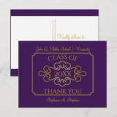 Elegant Lila | Gold Uni-Abschluss Vielen Dank Postkarte (Vorne/Hinten)