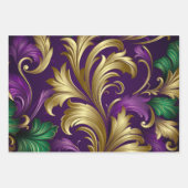 Elegant Lila, grün und goldfarben Mardi Gras flora Geschenkpapier Set (Vorderseite)