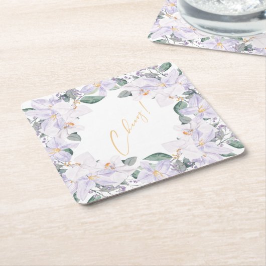 Elegant Lila & grün Wasserfarbe Cheers! Rechteckiger Pappuntersetzer (angewinkelt)