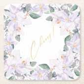 Elegant Lila & grün Wasserfarbe Cheers! Rechteckiger Pappuntersetzer (Vorderseite)