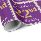 Elegant, Lila, Imitate Gold 22. Geburtstag + Name Geschenkpapier (Rolleneckpunkt)