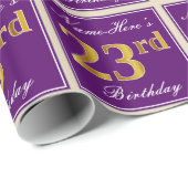 Elegant, Lila, Imitate Gold 23. Geburtstag + Name Geschenkpapier (Rolleneckpunkt)