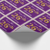 Elegant, Lila, Imitate Gold 26. Geburtstag + Name Geschenkpapier (Ecke)